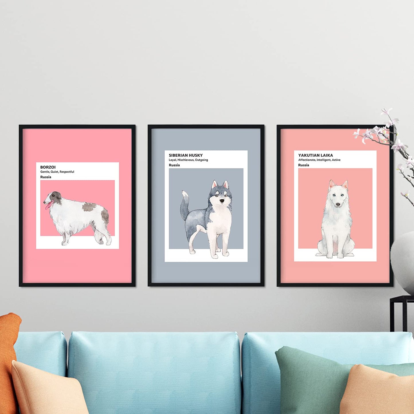 Set de láminas Pack Rusia. Pósters con ilustraciones de razas de perro en tonos cálidos y pastel.-Artwork-Nacnic-Nacnic Estudio SL