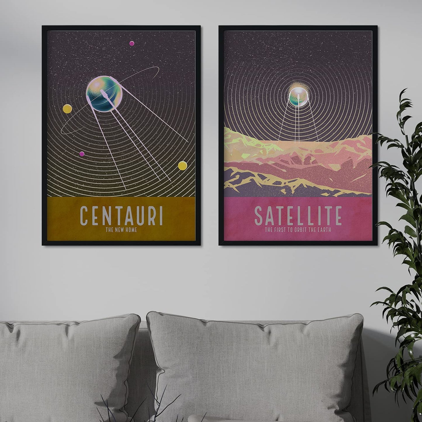 Set de láminas Pack Satélite. Pósters con detalladas ilustraciones del espacio. Coloridas imágenes de satélites, estrellas y planetas.-Artwork-Nacnic-Nacnic Estudio SL