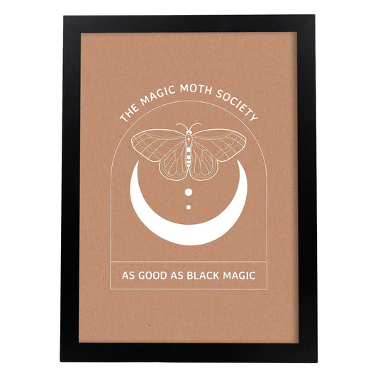 Set de láminas Polillas mágicas. Pósters con ilustraciones de arte abstracto floral en cálidos tonos tierra.-Artwork-Nacnic-A4-Marco Negro-Nacnic Estudio SL