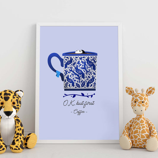Set de láminas Primero un café. Pósters con ilustraciones para amantes del té y el café.-Artwork-Nacnic-Nacnic Estudio SL