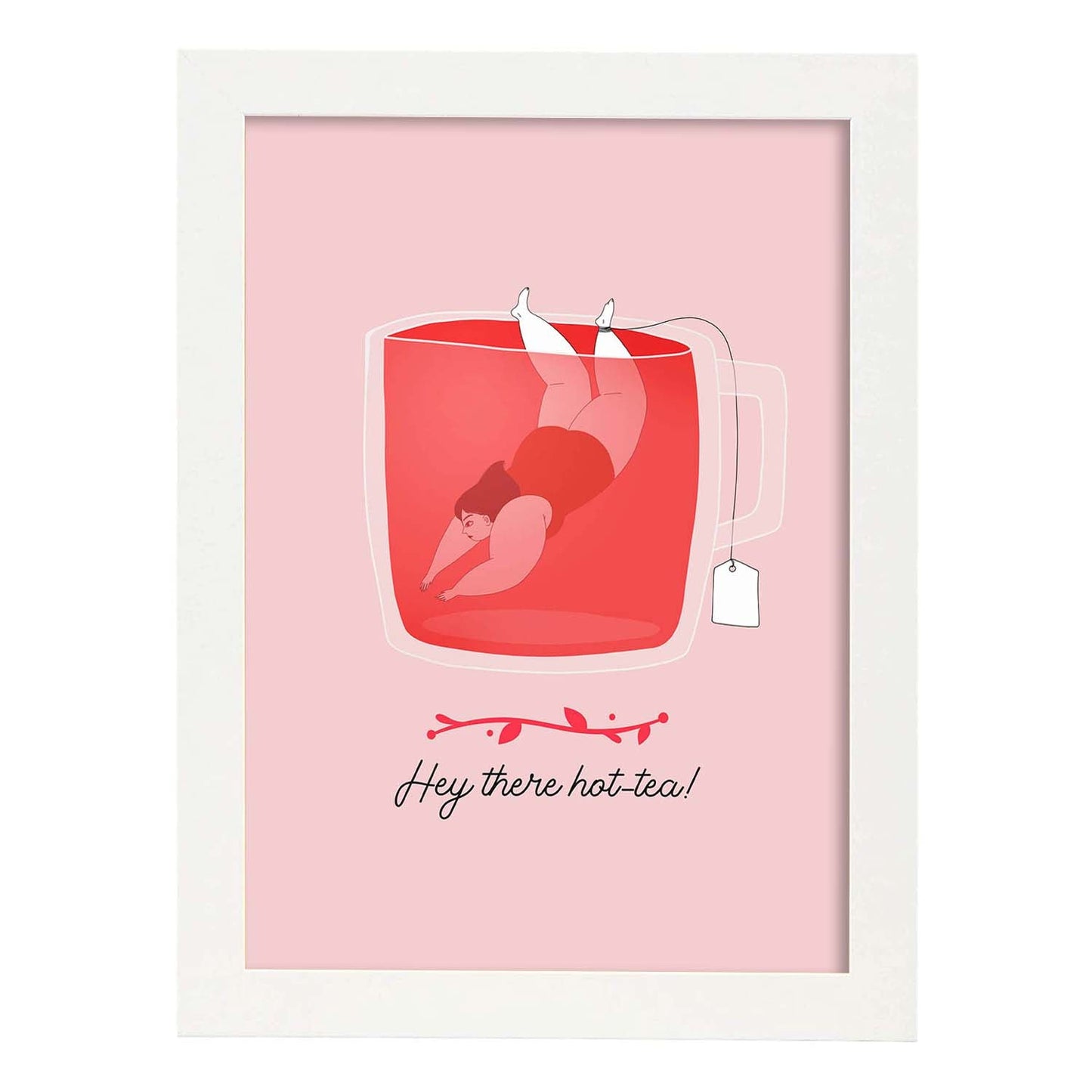 Set de láminas Té caliente. Pósters con ilustraciones para amantes del té y el café.-Artwork-Nacnic-A3-Marco Blanco-Nacnic Estudio SL