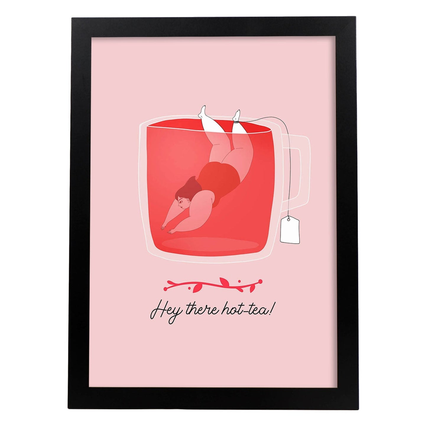 Set de láminas Té caliente. Pósters con ilustraciones para amantes del té y el café.-Artwork-Nacnic-A3-Marco Negro-Nacnic Estudio SL