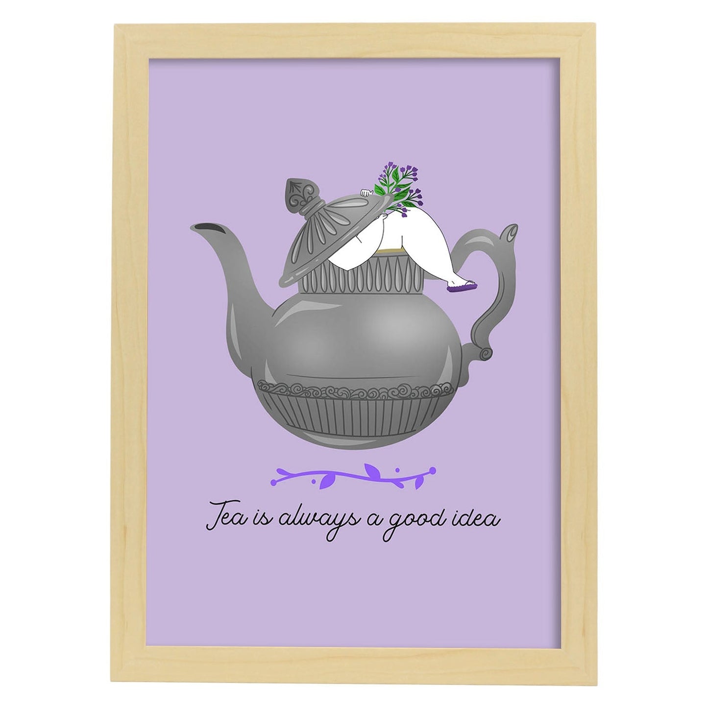 Set de láminas Una buena idea. Pósters con ilustraciones para amantes del té y el café.-Artwork-Nacnic-A3-Marco Madera clara-Nacnic Estudio SL