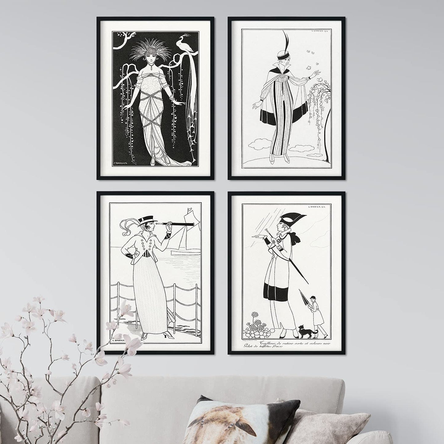 Set de láminas Vintage Blanco y negro. Pósters con las ilustraciones Art Decó de George Barbier.-Artwork-Nacnic-Nacnic Estudio SL