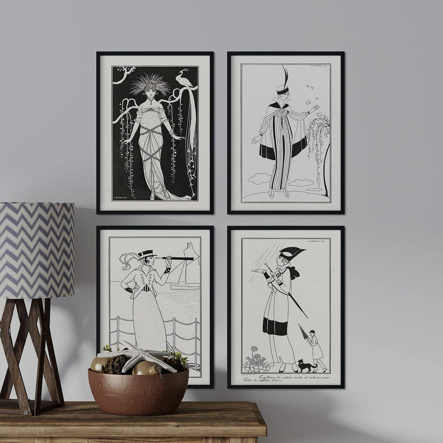 Set de láminas Vintage Blanco y negro. Pósters con las ilustraciones Art Decó de George Barbier.-Artwork-Nacnic-Nacnic Estudio SL