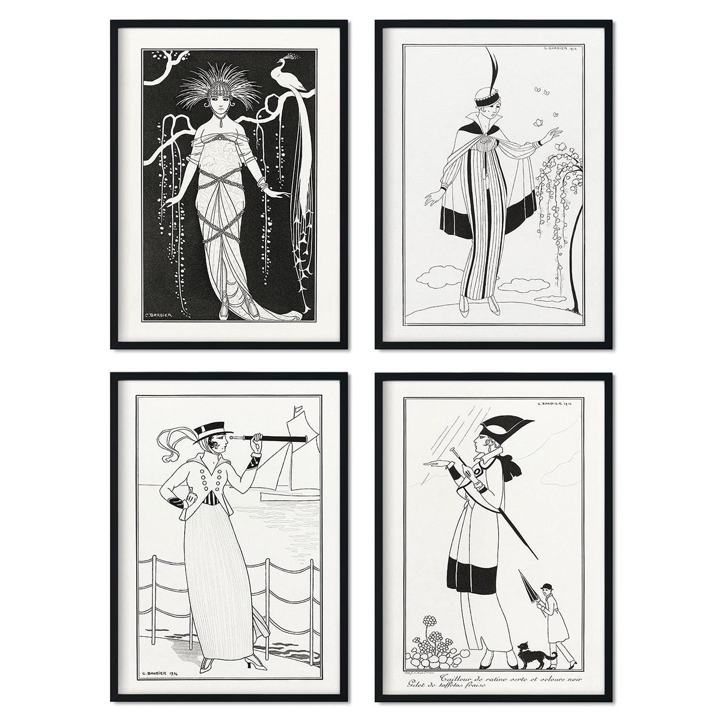 Set de láminas Vintage Blanco y negro. Pósters con las ilustraciones Art Decó de George Barbier.-Artwork-Nacnic-Nacnic Estudio SL