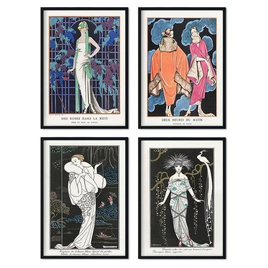 Set de láminas Vintage Tonos azules oscuros. Pósters con las ilustraciones Art Decó de George Barbier.-Artwork-Nacnic-Nacnic Estudio SL
