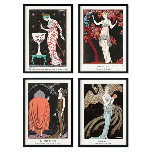 Set de láminas Vintage Tonos rojos y negros. Pósters con las ilustraciones Art Decó de George Barbier.-Artwork-Nacnic-Nacnic Estudio SL