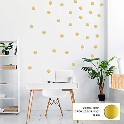 Set de pegatinas de pared CÍRCULOS DE ORO. Pack de 20 unidades. Vinilos decorativos dorados de 10 CM. Decoración para Hogar, Oficina, Tienda.-Nacnic-Nacnic Estudio SL