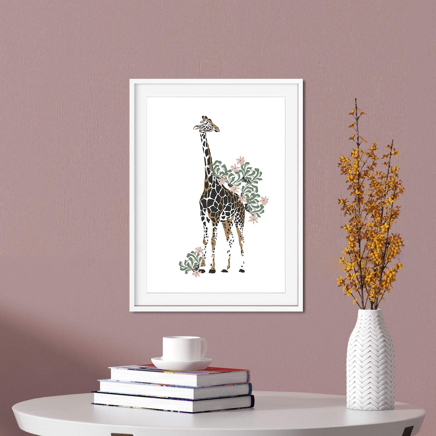 Set de posters de animales de la jungla. Lámina Cebra Jirafa con diseño de animales, flores y plantas de la jungla.-Artwork-Nacnic-Nacnic Estudio SL