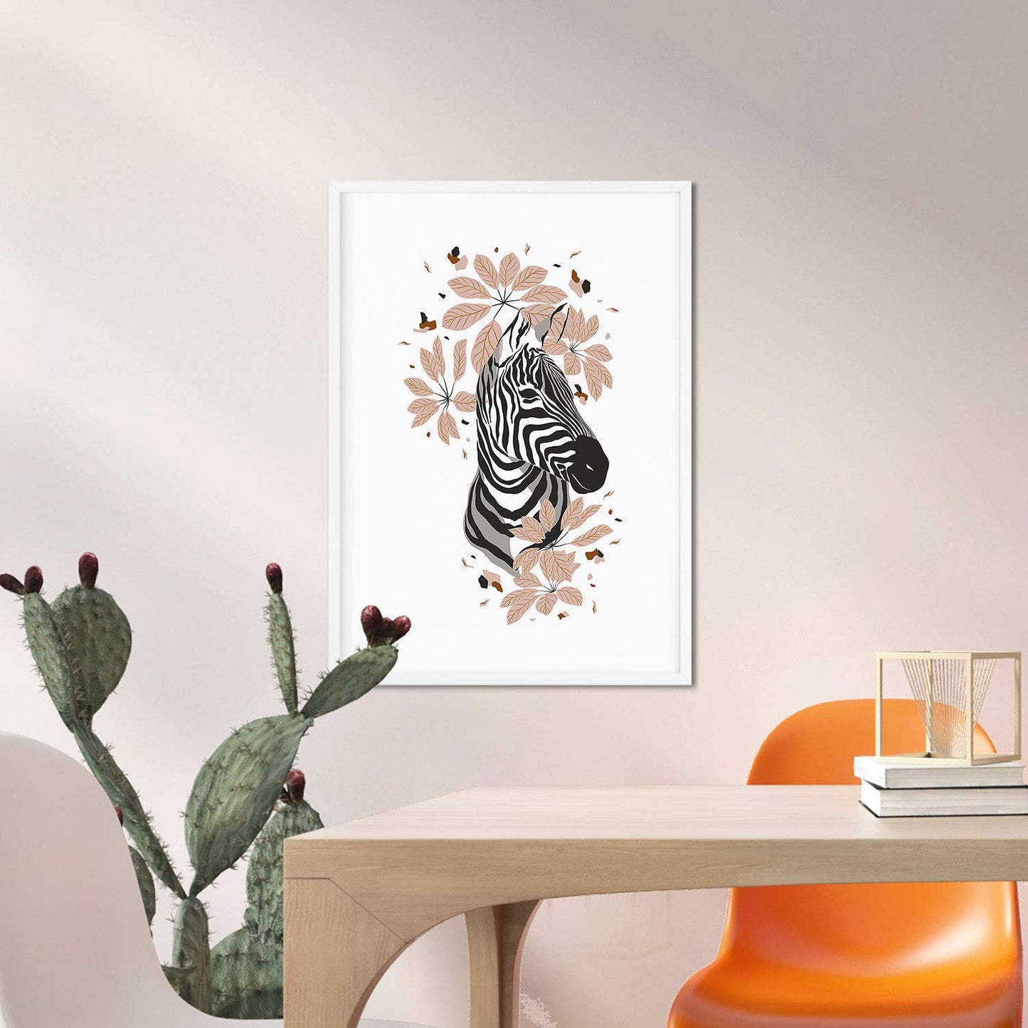 Set de posters de animales de la jungla. Lámina Tigre Cebra con diseño de animales, flores y plantas de la jungla.-Artwork-Nacnic-Nacnic Estudio SL