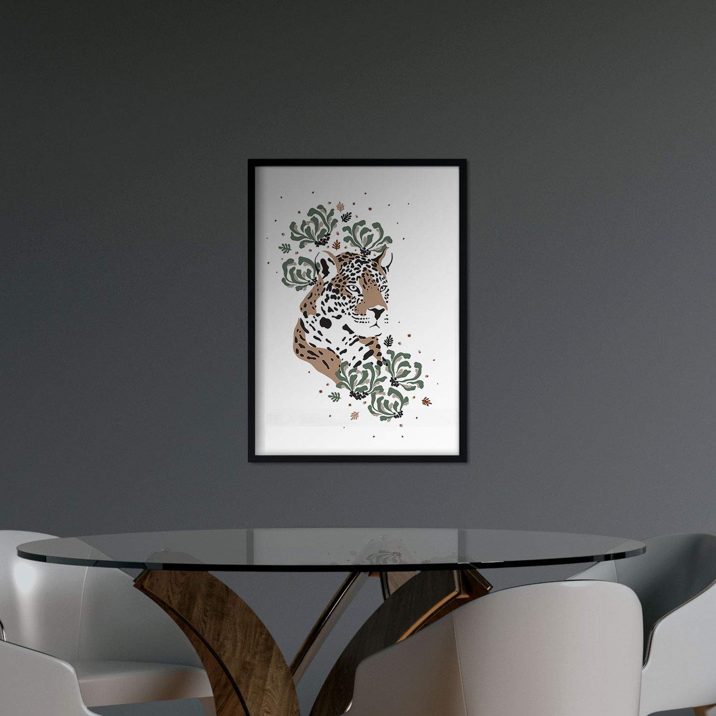Set de posters de animales de la jungla. Lámina Tigre Leopardo con diseño de animales, flores y plantas de la jungla.-Artwork-Nacnic-Nacnic Estudio SL