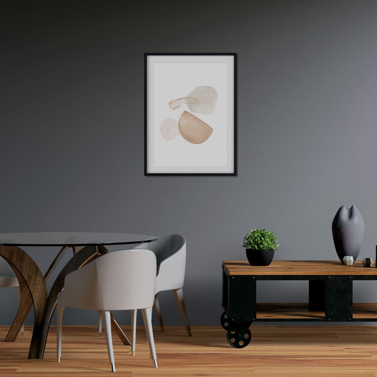Set de posters de arte abstracto. Láminas con formas y figuras abstractas. Decoración de interiores con tonos marrones.-Artwork-Nacnic-Nacnic Estudio SL