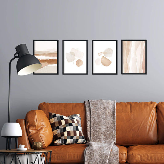 Set de posters de arte abstracto. Láminas con formas y figuras abstractas. Decoración de interiores con tonos marrones.-Artwork-Nacnic-Nacnic Estudio SL