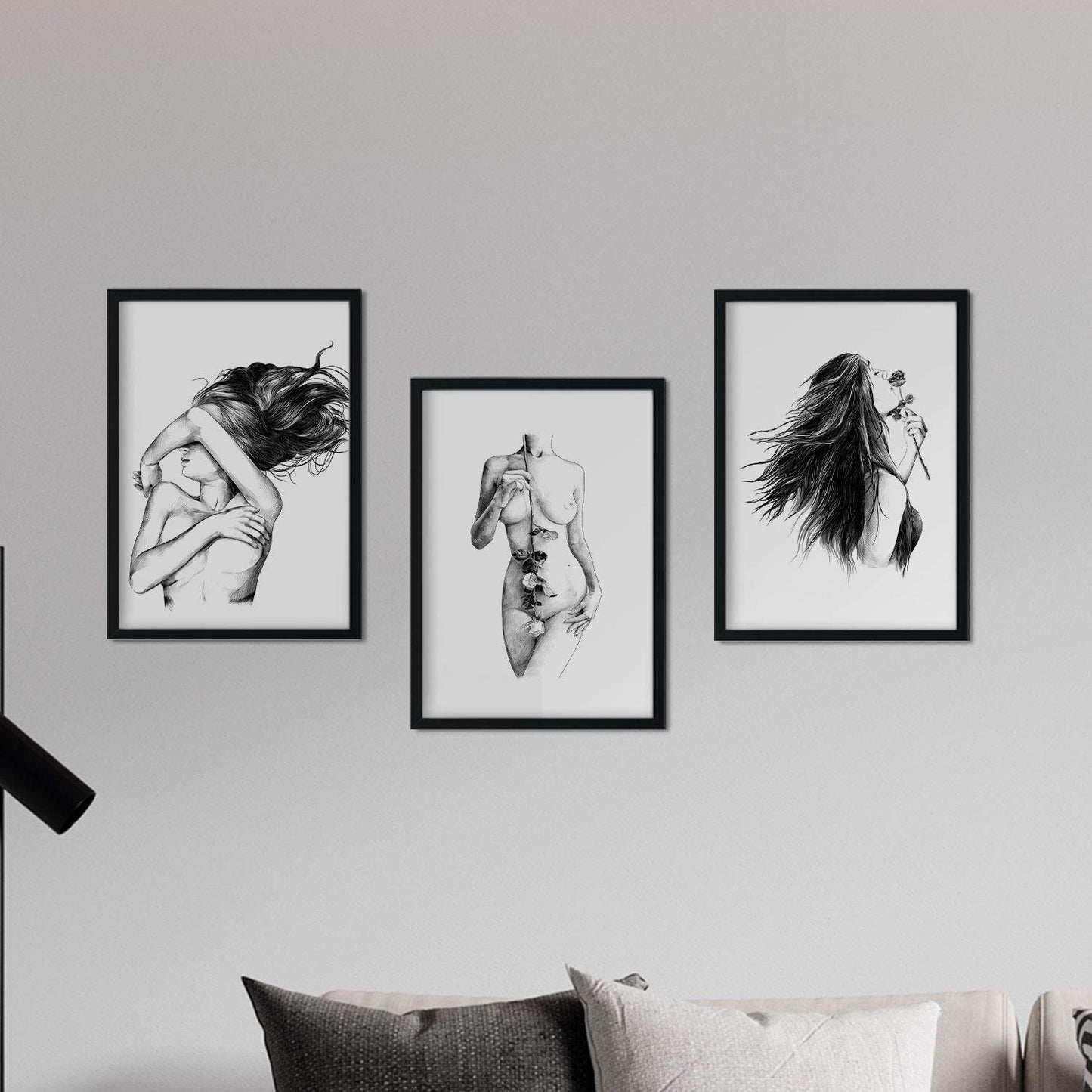 Set de posters eróticos. Láminas Cuerpo Torso Rostro dibujadas con imágenes sensuales del cuerpo femenino.-Artwork-Nacnic-Nacnic Estudio SL