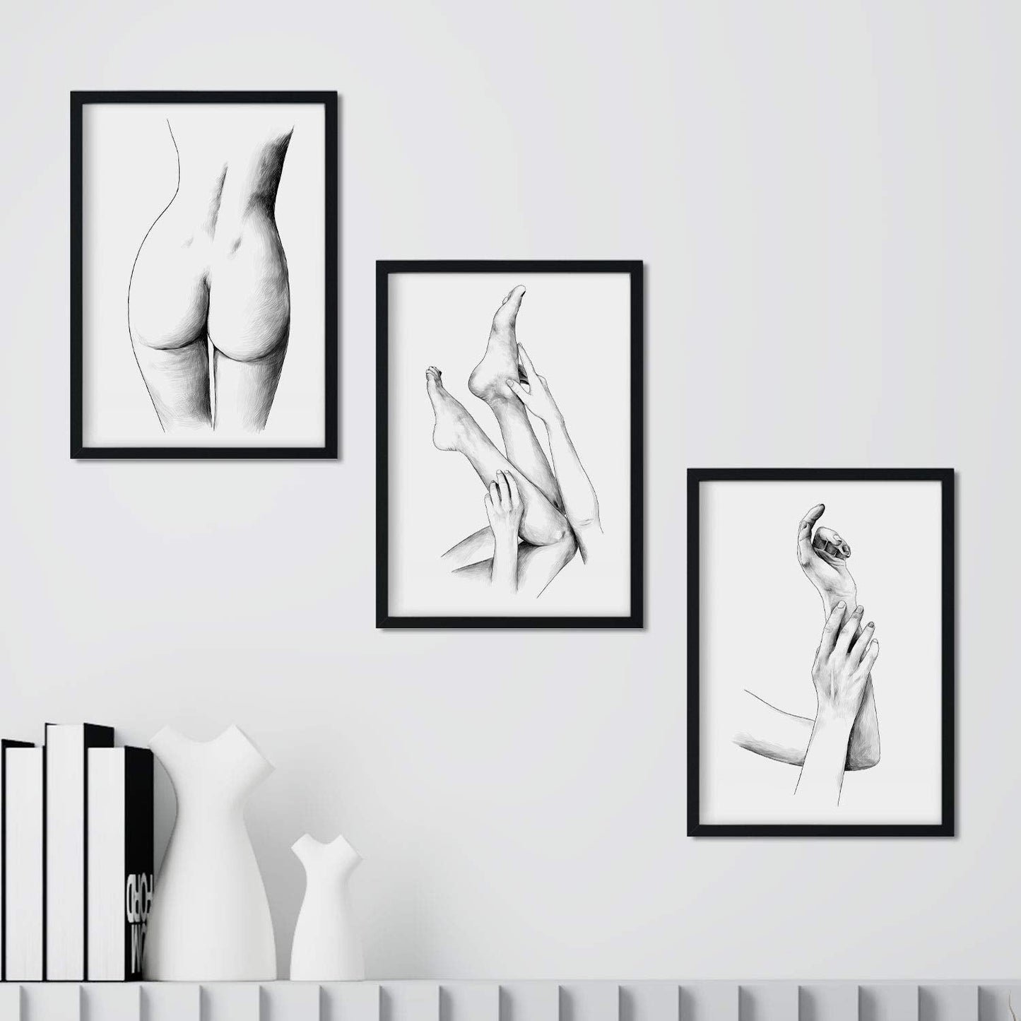 Set de posters eróticos. Láminas Culo piernas y brazos dibujadas con imágenes sensuales del cuerpo femenino.-Artwork-Nacnic-Nacnic Estudio SL
