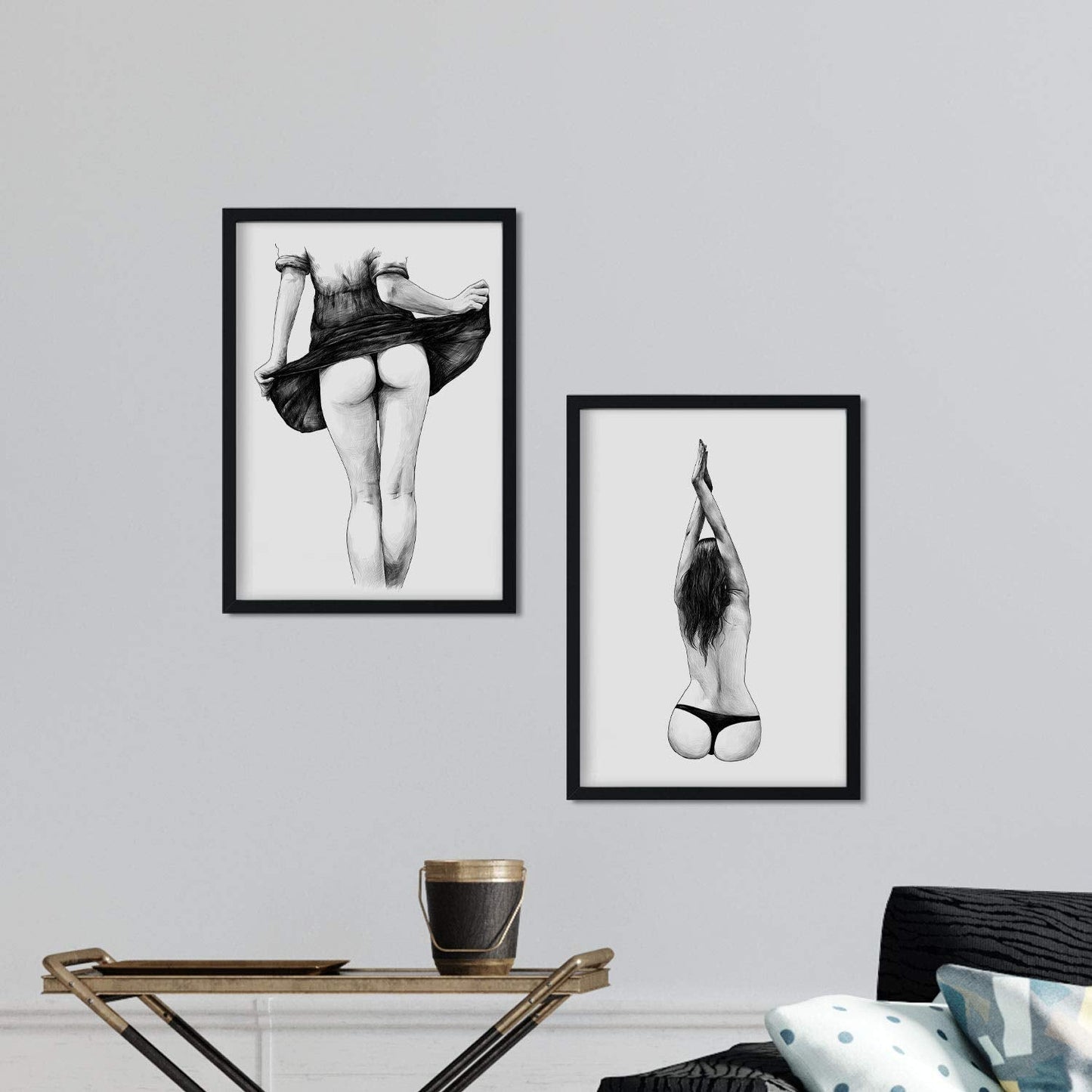 Set de posters eróticos. Láminas Espalda Culo dibujadas con imágenes sensuales del cuerpo femenino.-Artwork-Nacnic-Nacnic Estudio SL