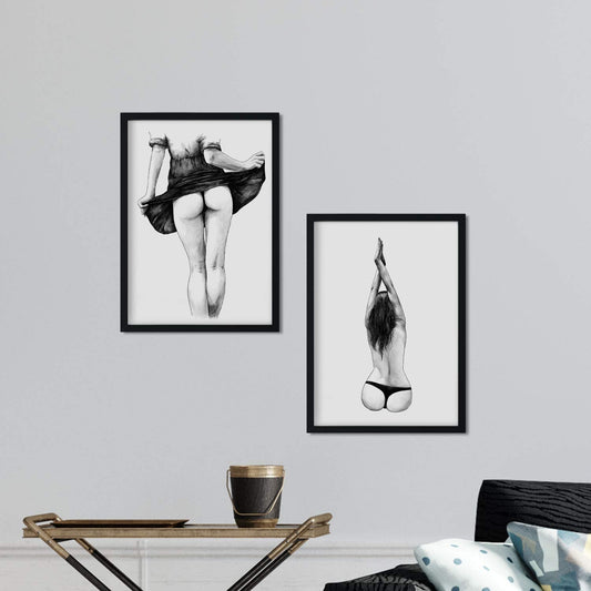 Set de posters eróticos. Láminas Espalda Culo dibujadas con imágenes sensuales del cuerpo femenino.-Artwork-Nacnic-Nacnic Estudio SL