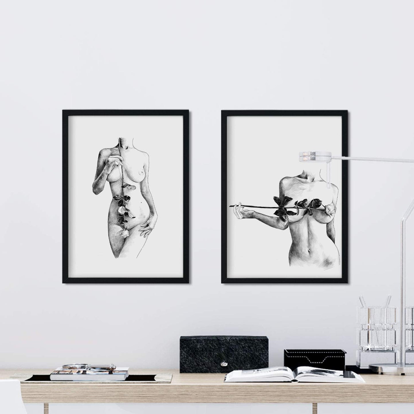 Set de posters eróticos. Láminas Frontal artistico dibujadas con imágenes sensuales del cuerpo femenino.-Artwork-Nacnic-Nacnic Estudio SL