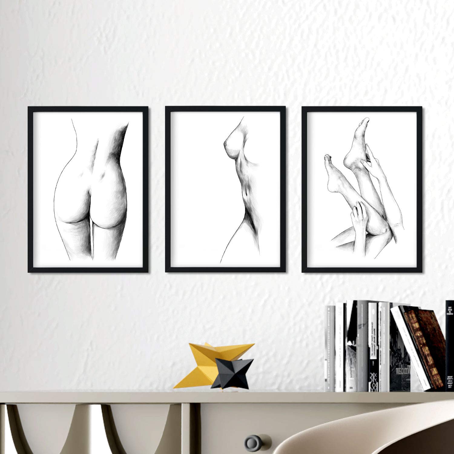 Set de posters eróticos. Láminas Frontal pecho y Culo 2 dibujadas con imágenes sensuales del cuerpo femenino.-Artwork-Nacnic-Nacnic Estudio SL