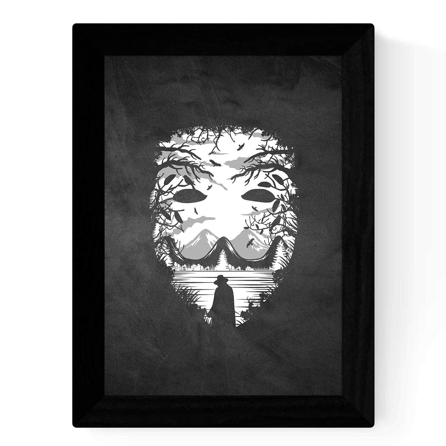 Set de tres láminas blanco y negro peliculas V de Vendeta, Scream y El cuervo Poster Fondo negro estilo pizarra-Artwork-Nacnic-Nacnic Estudio SL
