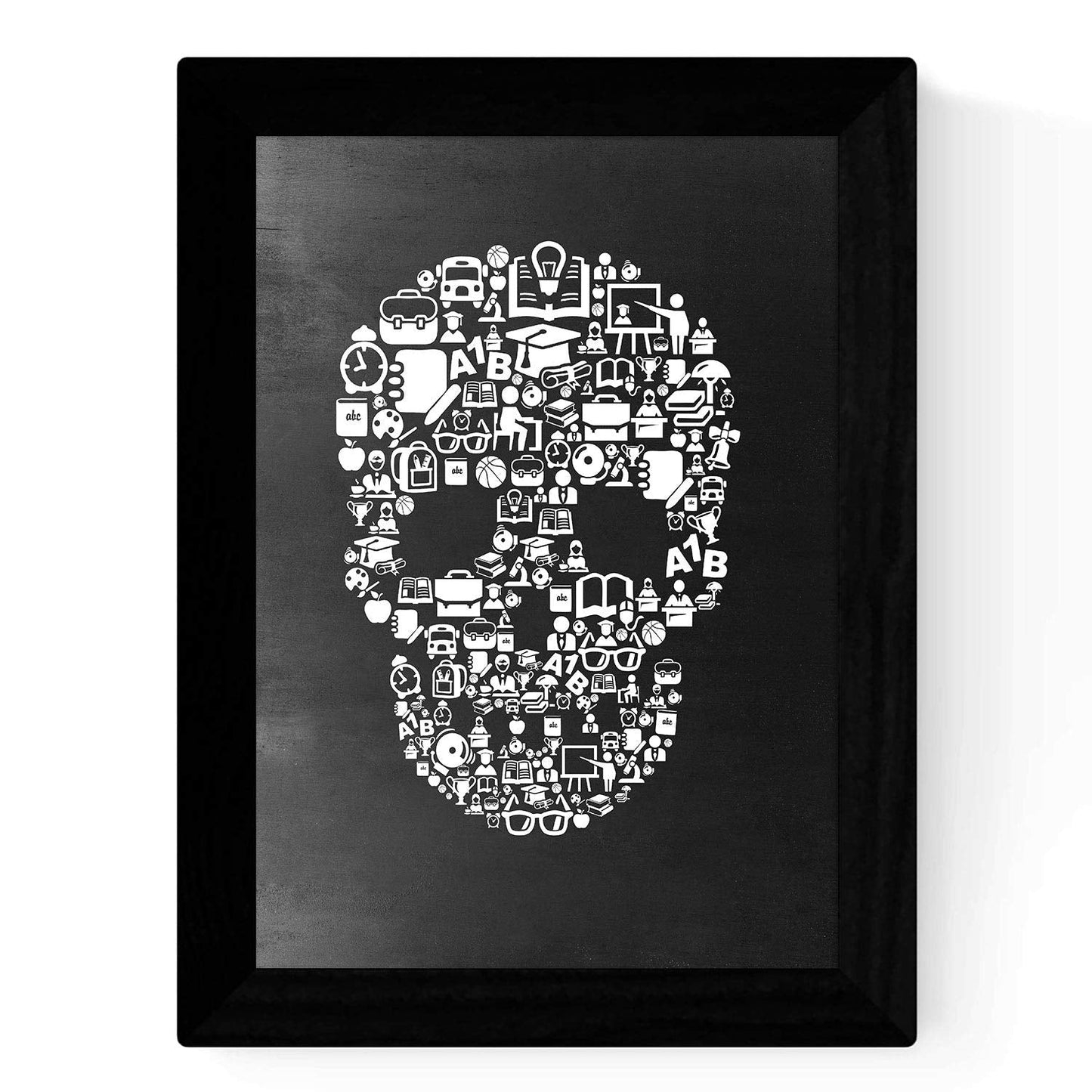 Set de tres láminas blanco y negro Set calaveras y skate Poster Fondo negro estilo pizarra-Artwork-Nacnic-Nacnic Estudio SL