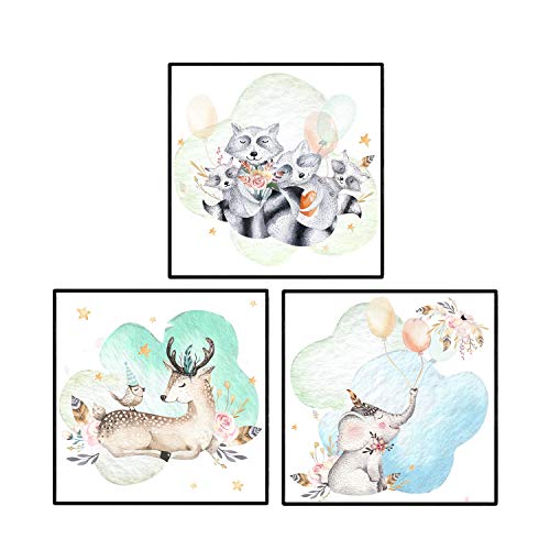 Set de Tres láminas para enmarcar Ciervo, Elefante Y Mofeta tamaño 25x25 cm-Artwork-Nacnic-Nacnic Estudio SL