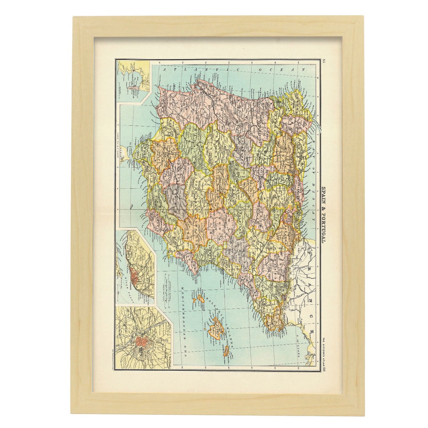 Spain and Portugal-Artwork-Nacnic-A3-Marco Madera clara-Nacnic Estudio SL