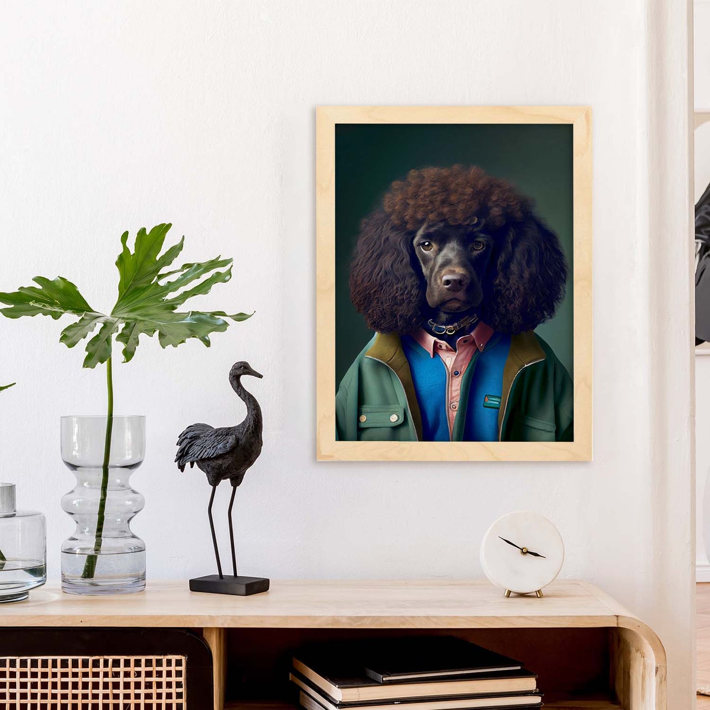 Spaniel de agua irlandesa nacnica vestida de humano. Estampados de arte de pared estético para el diseño de dormitorio o sala de estar.-Artwork-Nacnic-Nacnic Estudio SL