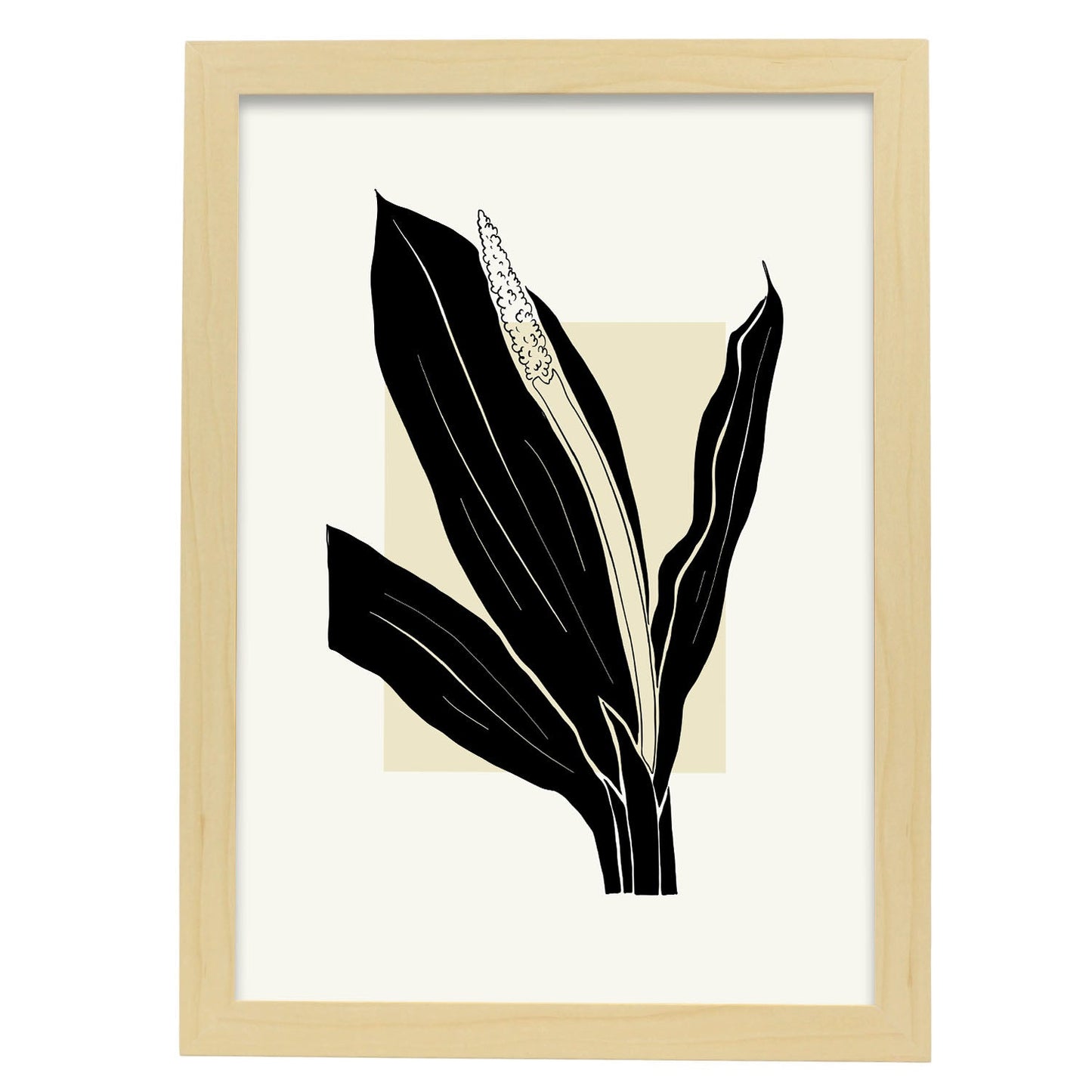 Staghorn Fern-Artwork-Nacnic-A3-Marco Madera clara-Nacnic Estudio SL