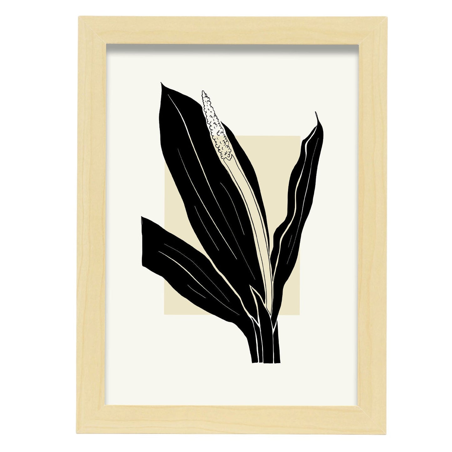 Staghorn Fern-Artwork-Nacnic-A4-Marco Madera clara-Nacnic Estudio SL