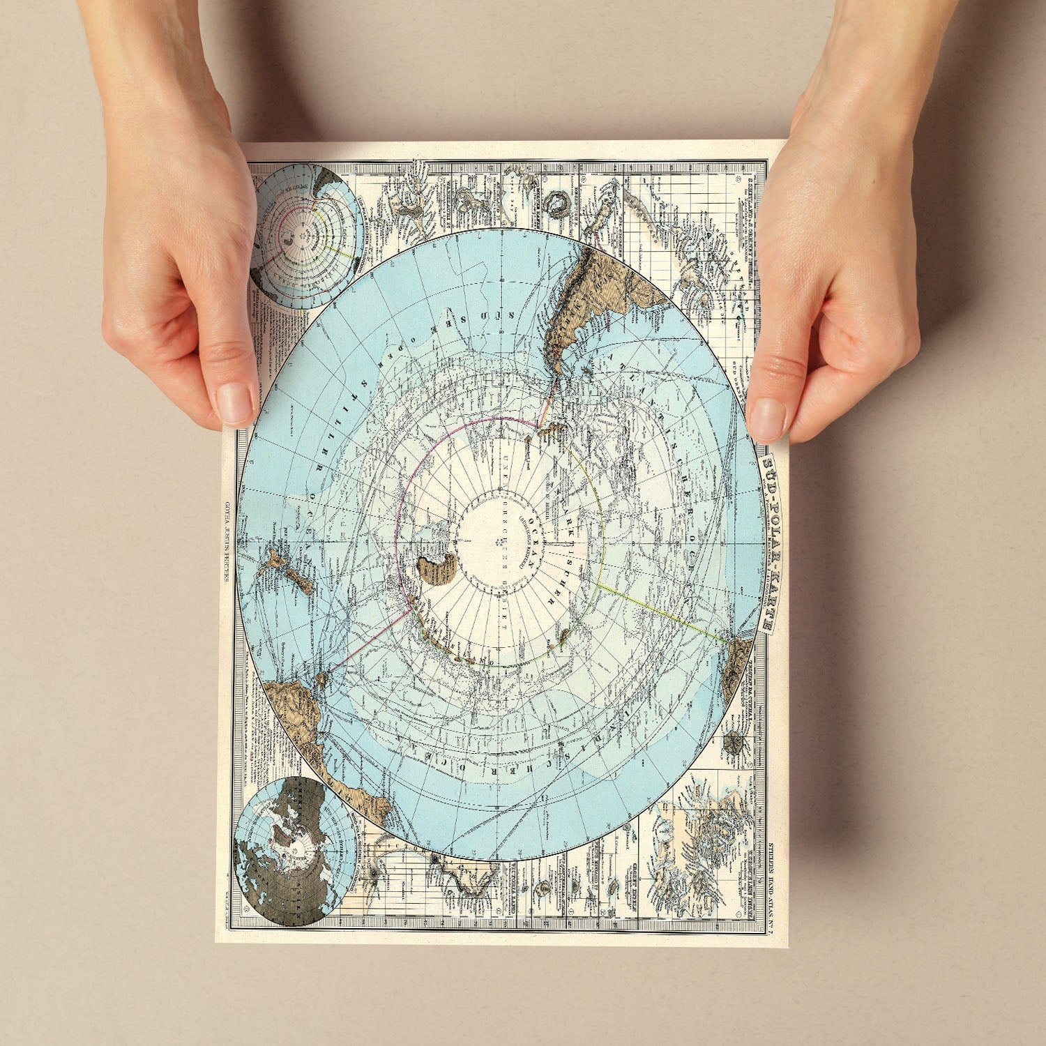 Stielers_Handatlas_1891_map-of-Antarctic-Artwork-Nacnic-Nacnic Estudio SL