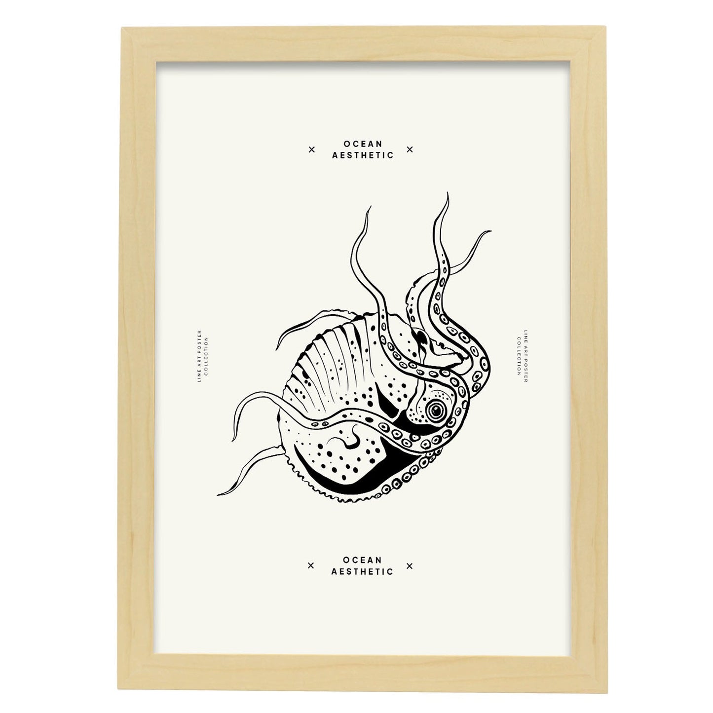 Stripped Octopus-Artwork-Nacnic-A3-Marco Madera clara-Nacnic Estudio SL