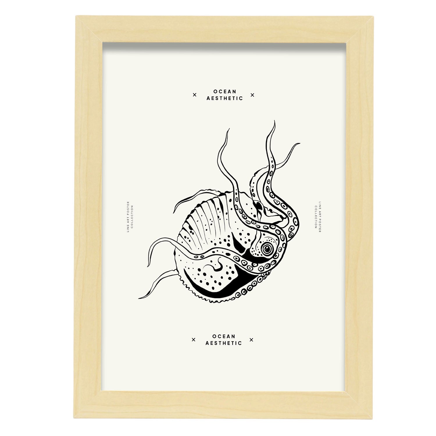 Stripped Octopus-Artwork-Nacnic-A4-Marco Madera clara-Nacnic Estudio SL