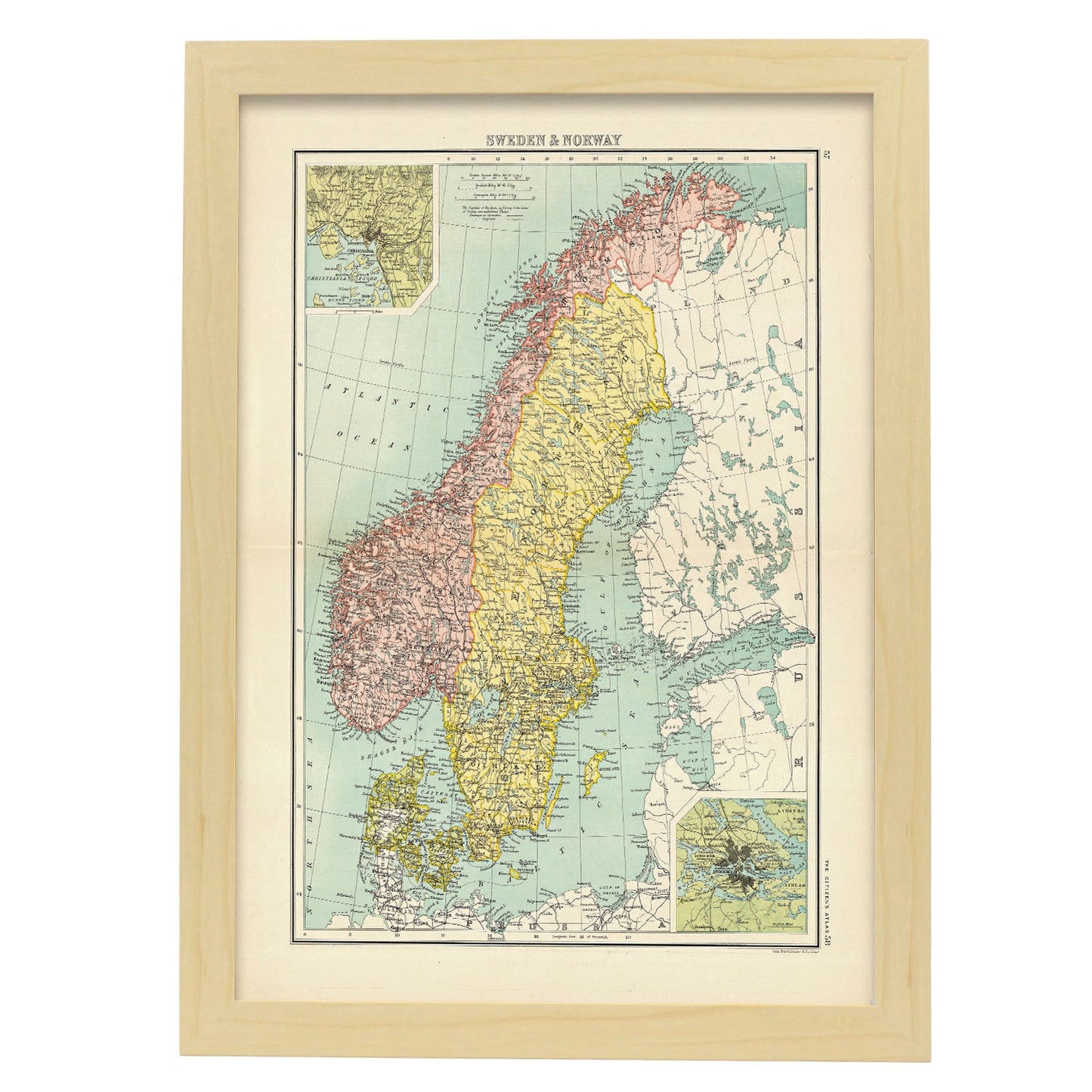 Sweden Norway-Artwork-Nacnic-A3-Marco Madera clara-Nacnic Estudio SL