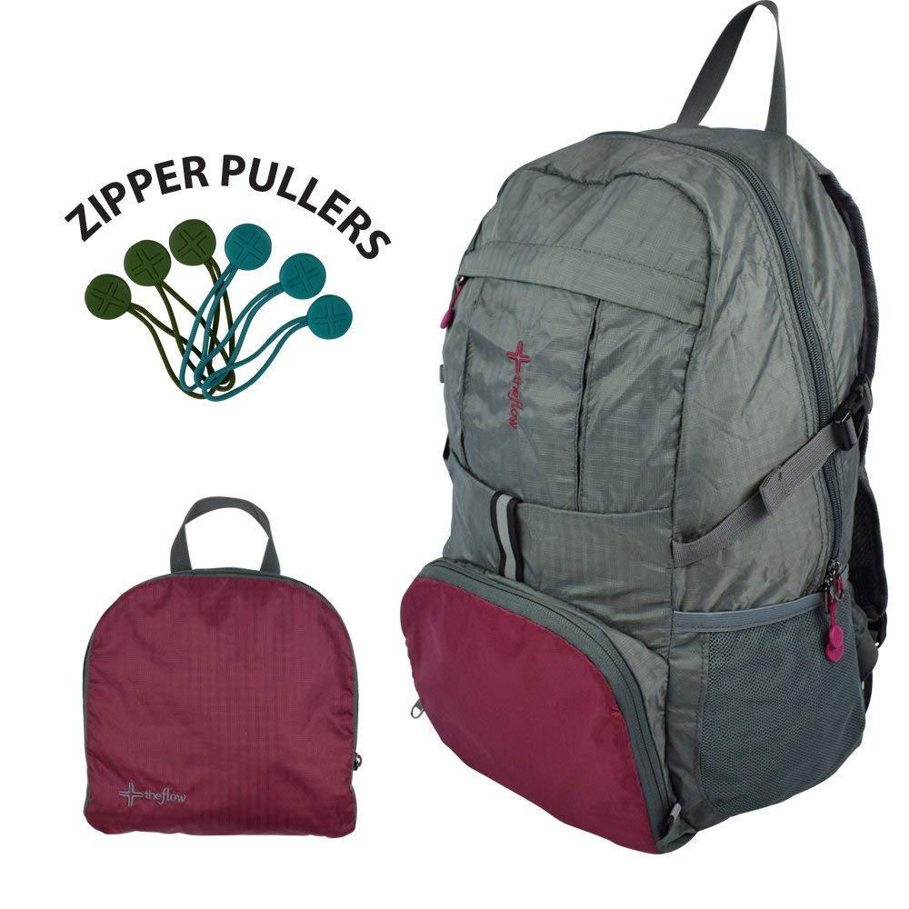 The Flow Mochila Plegable Ligera | Unisex | Granate-Gris | Ergonomia y diseño-Nacnic-Nacnic Estudio SL