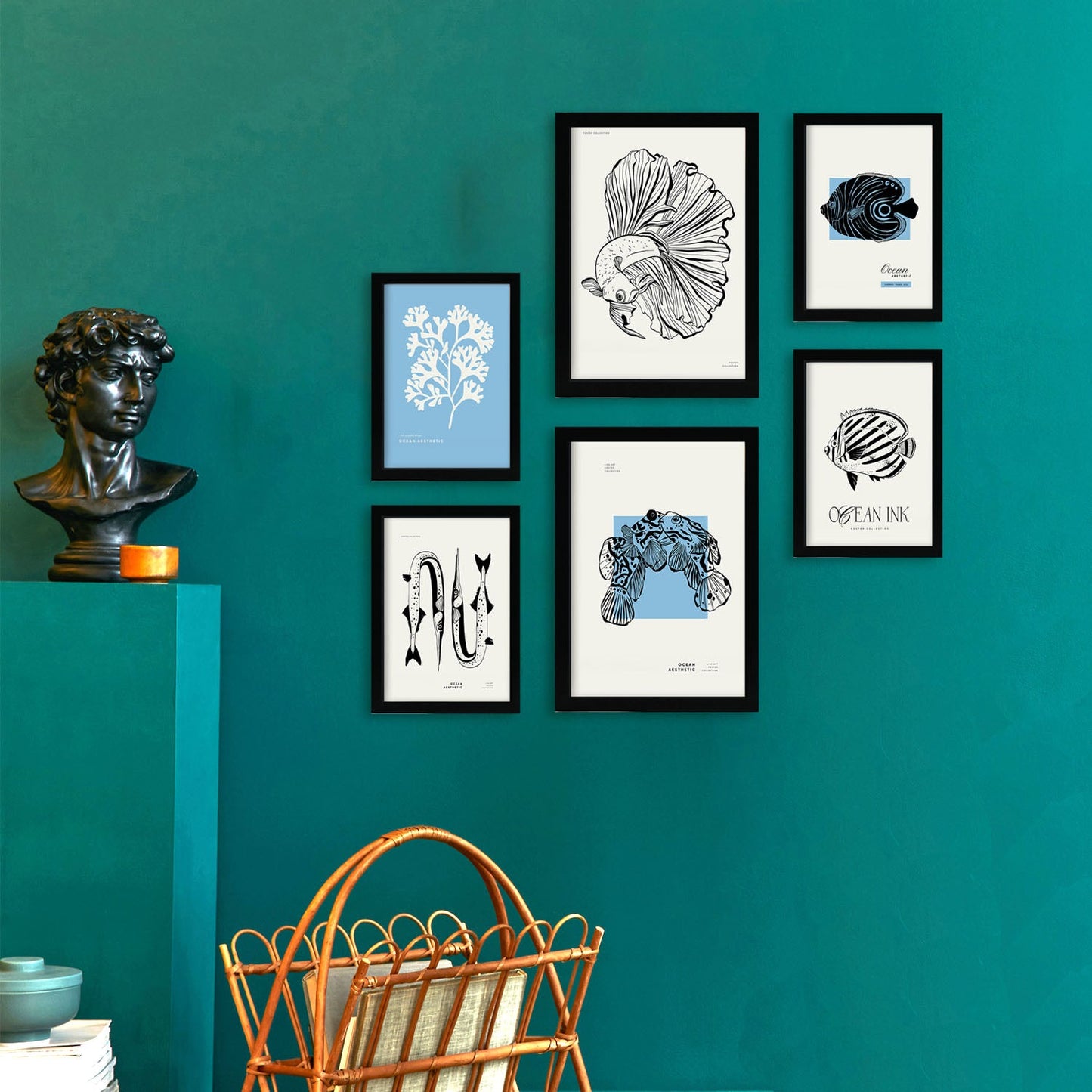 Thick Black Ink Posters. Fishes. Artistic Marine Aesthetic-Artwork-Nacnic-Nacnic Estudio SL