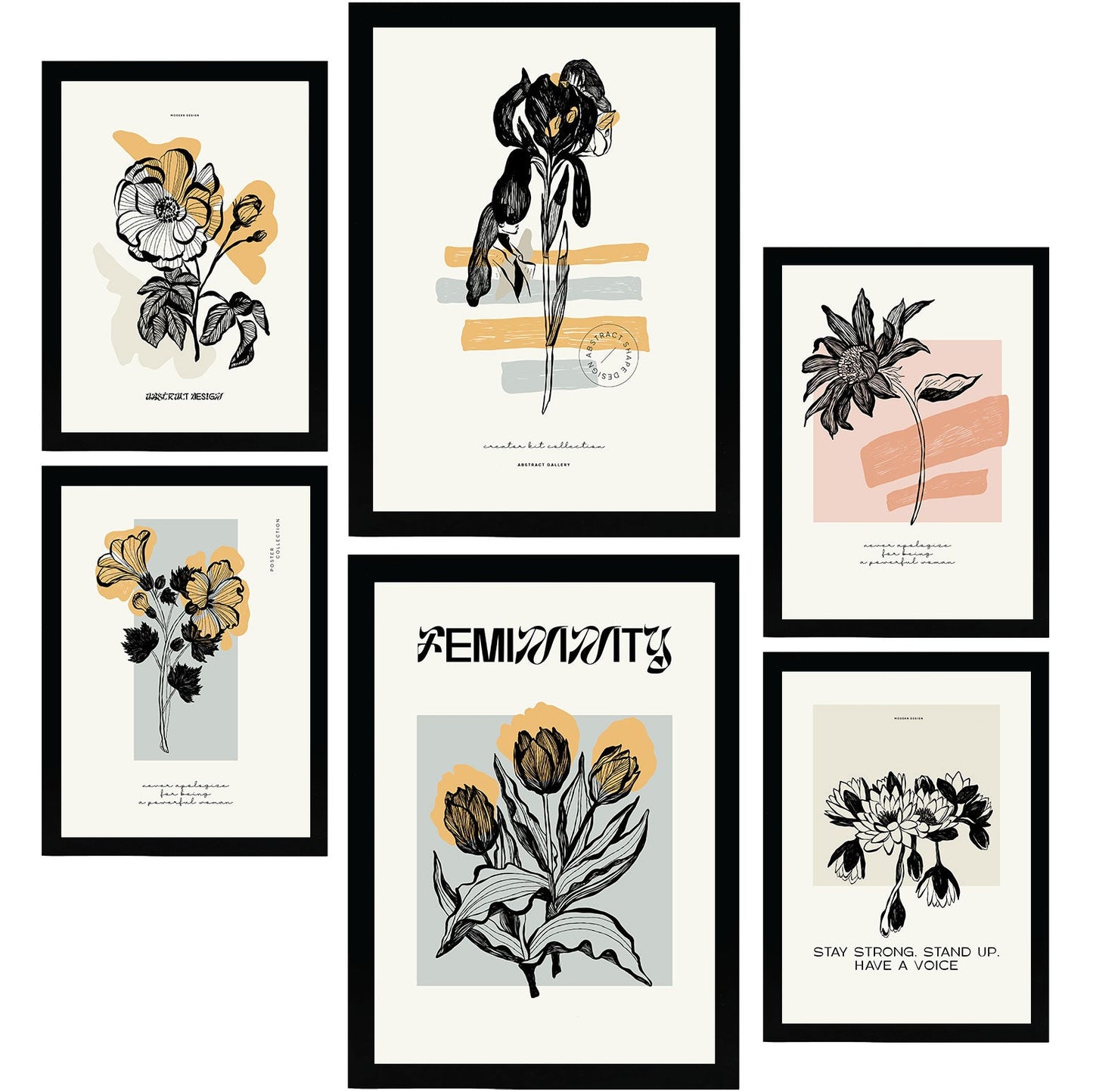 Thick Black Ink Posters. Flowers.-Artwork-Nacnic-Nacnic Estudio SL