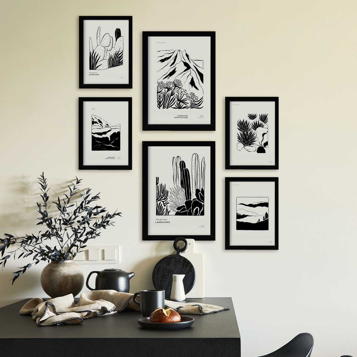 Thick Black Ink Posters. Plant Corners. Desert Inspired Landscapes-Artwork-Nacnic-Nacnic Estudio SL