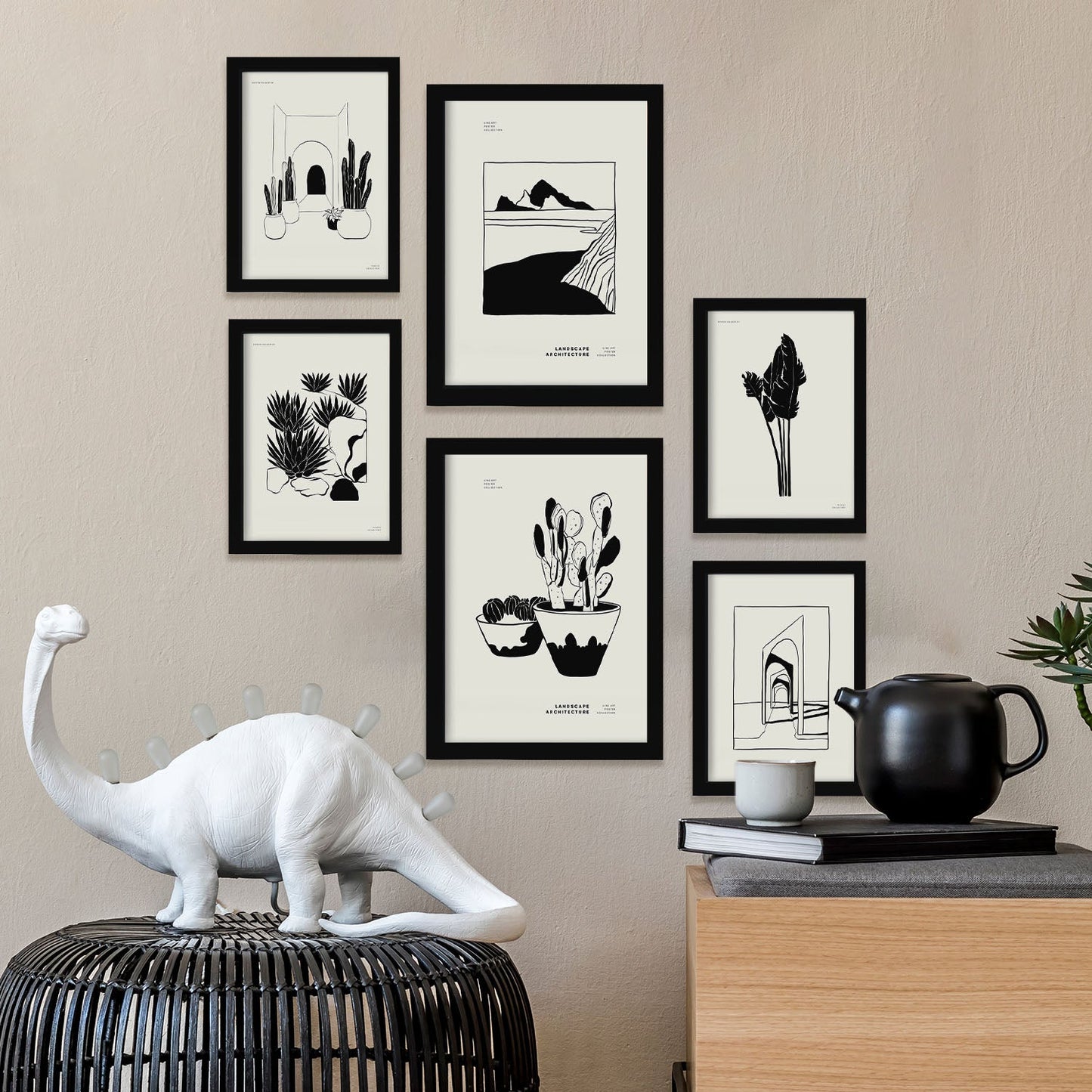 Thick Black Ink Posters. Potted Cacti. Desert Inspired Landscapes-Artwork-Nacnic-Nacnic Estudio SL
