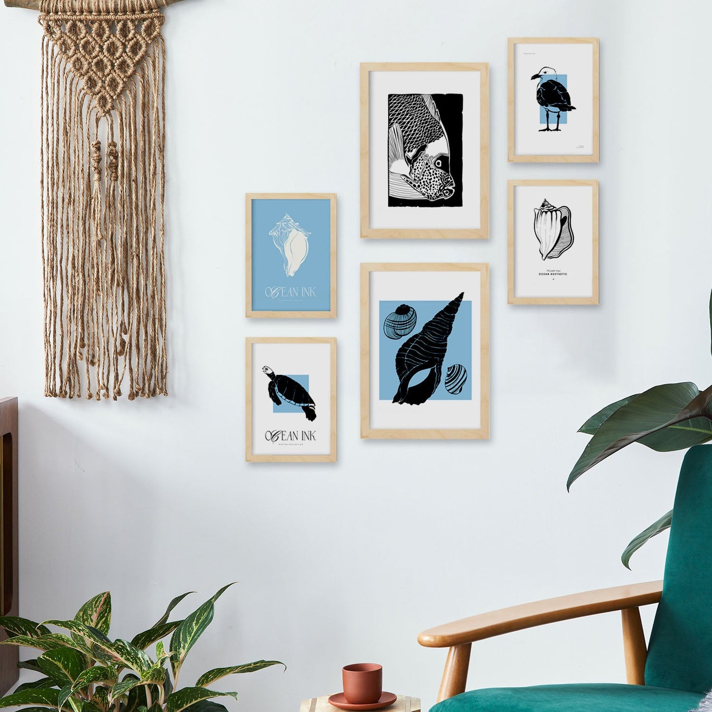 Thick Black Ink Posters. Seashells. Artistic Marine Aesthetic-Artwork-Nacnic-Nacnic Estudio SL