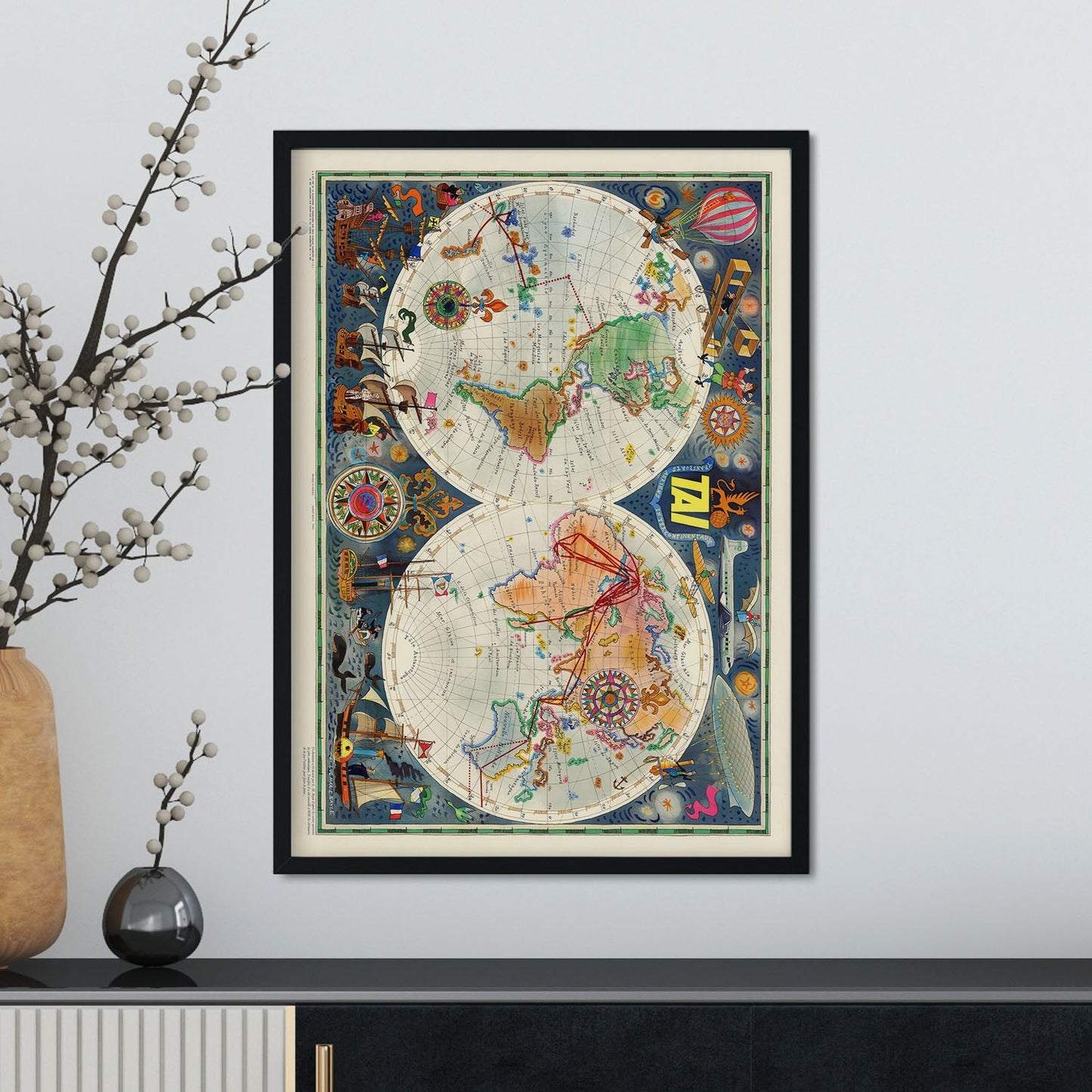 TIA-Vintage-airline-poster-world-map-Artwork-Nacnic-Nacnic Estudio SL
