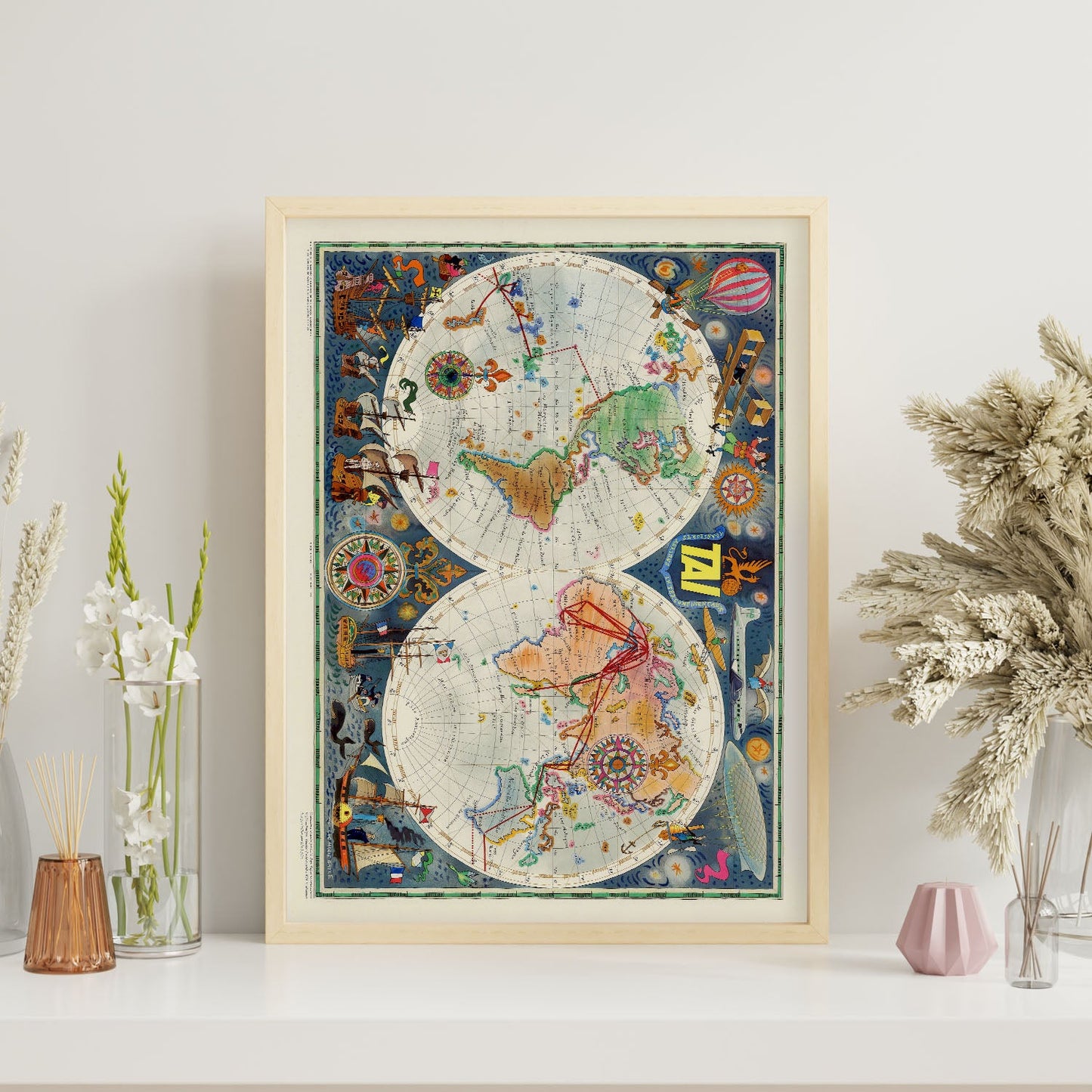 TIA-Vintage-airline-poster-world-map-Artwork-Nacnic-Nacnic Estudio SL