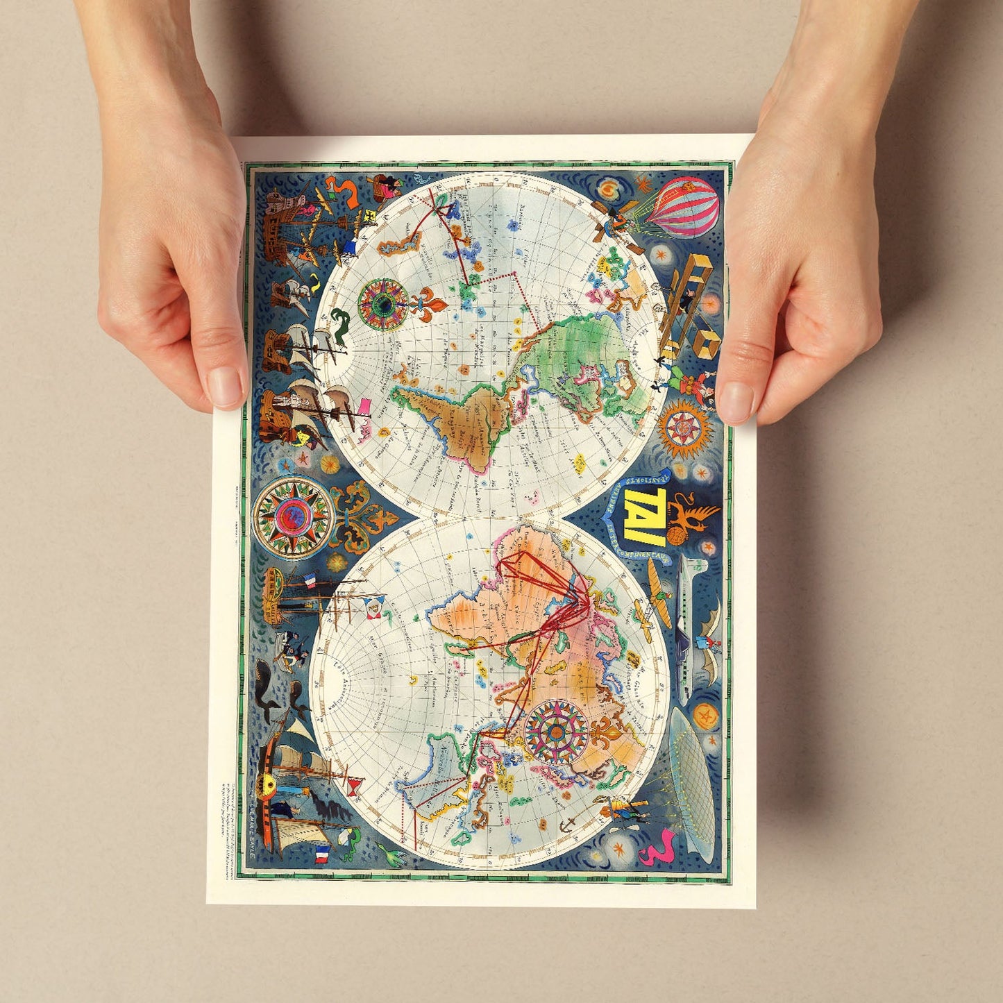 TIA-Vintage-airline-poster-world-map-Artwork-Nacnic-Nacnic Estudio SL