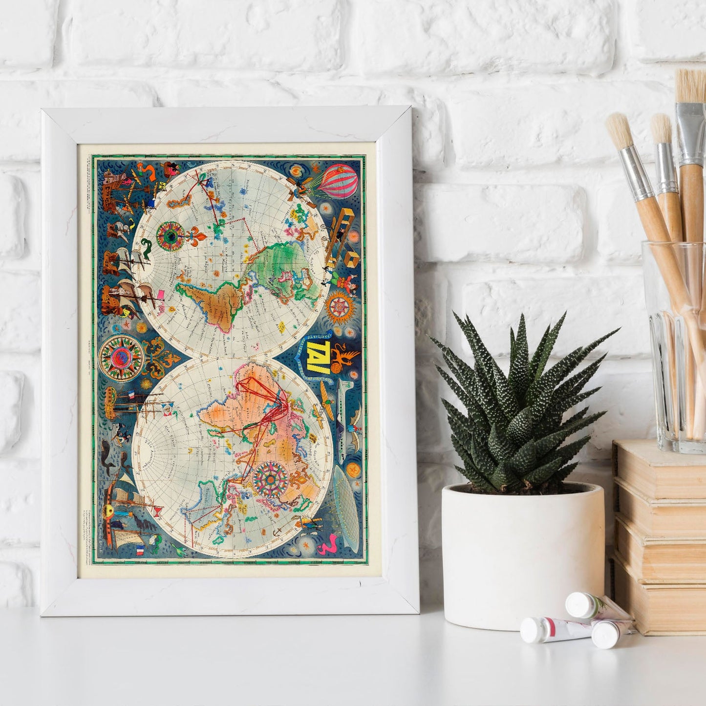 TIA-Vintage-airline-poster-world-map-Artwork-Nacnic-Nacnic Estudio SL