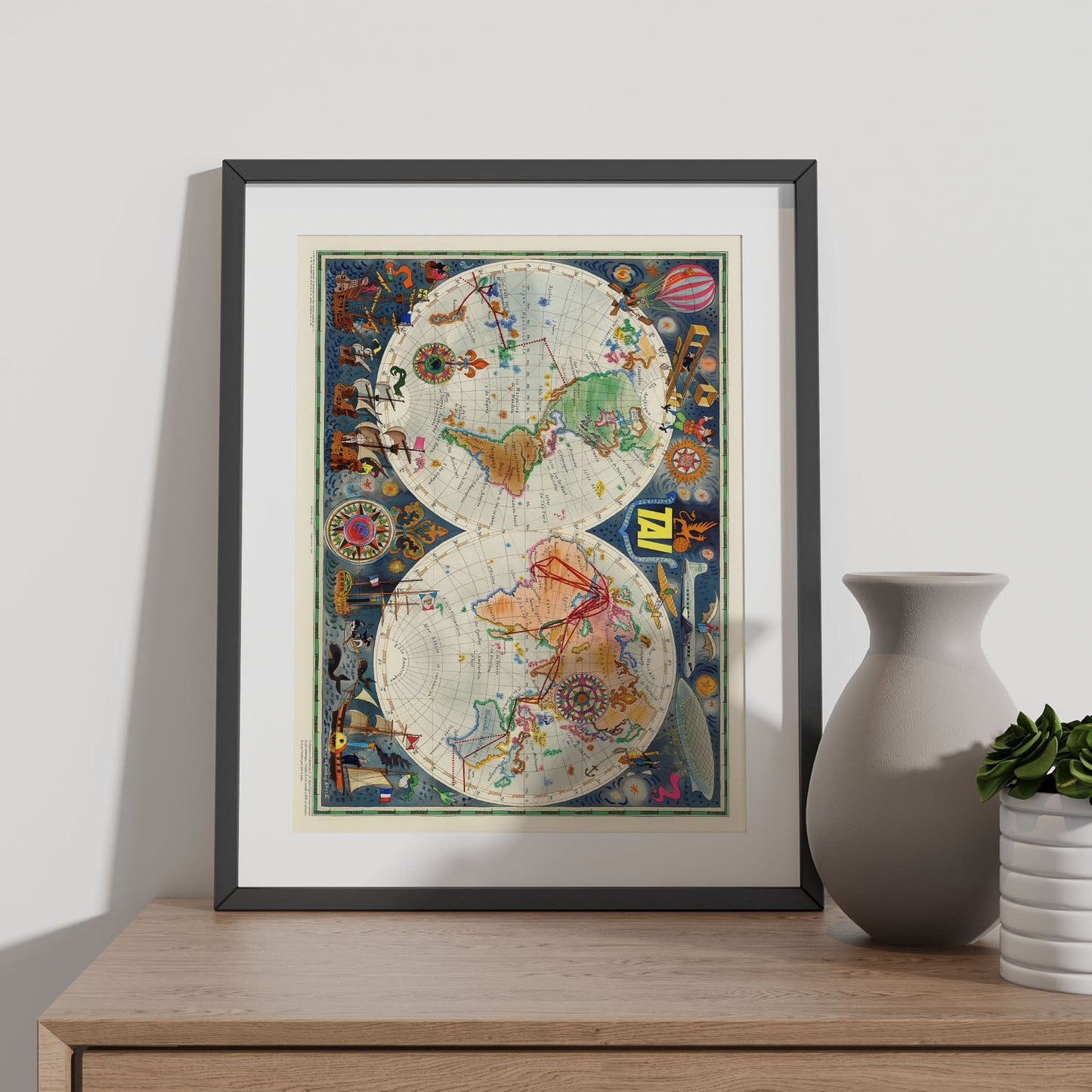 TIA-Vintage-airline-poster-world-map-Artwork-Nacnic-Nacnic Estudio SL