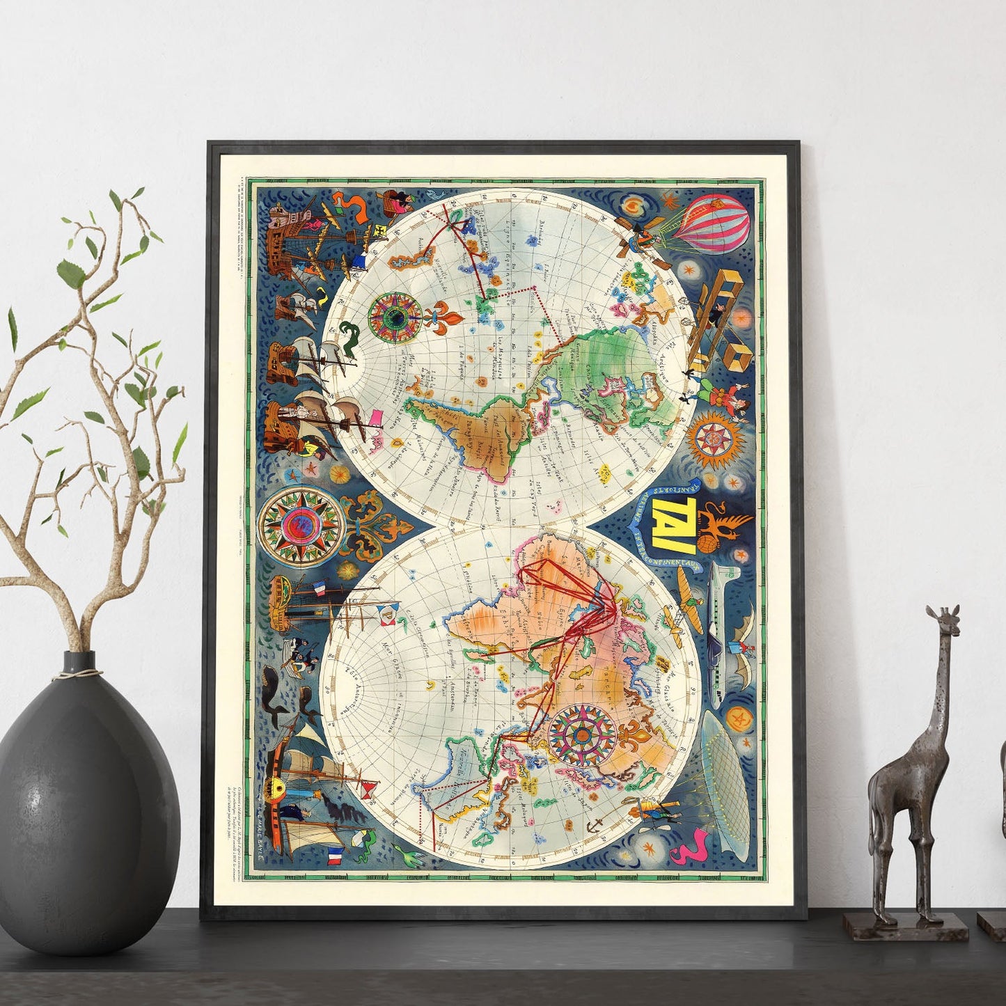 TIA-Vintage-airline-poster-world-map-Artwork-Nacnic-Nacnic Estudio SL