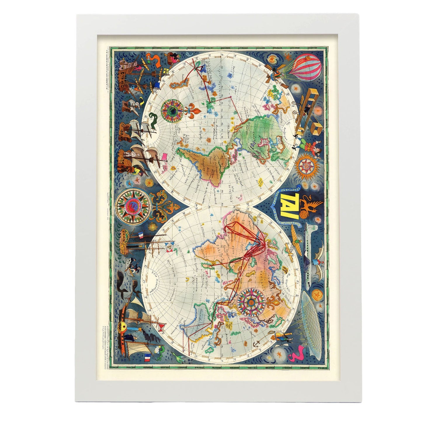 TIA-Vintage-airline-poster-world-map-Artwork-Nacnic-A3-Marco Blanco-Nacnic Estudio SL