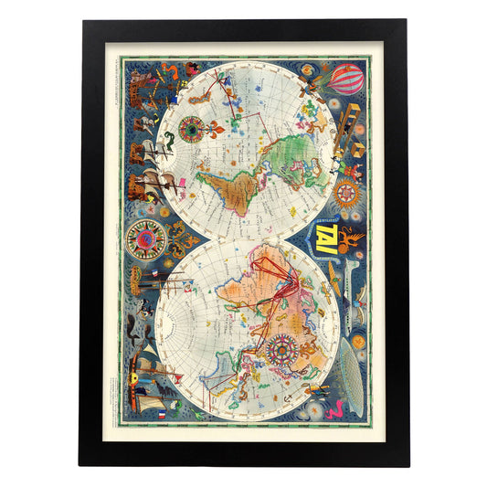 TIA-Vintage-airline-poster-world-map-Artwork-Nacnic-A3-Sin marco-Nacnic Estudio SL