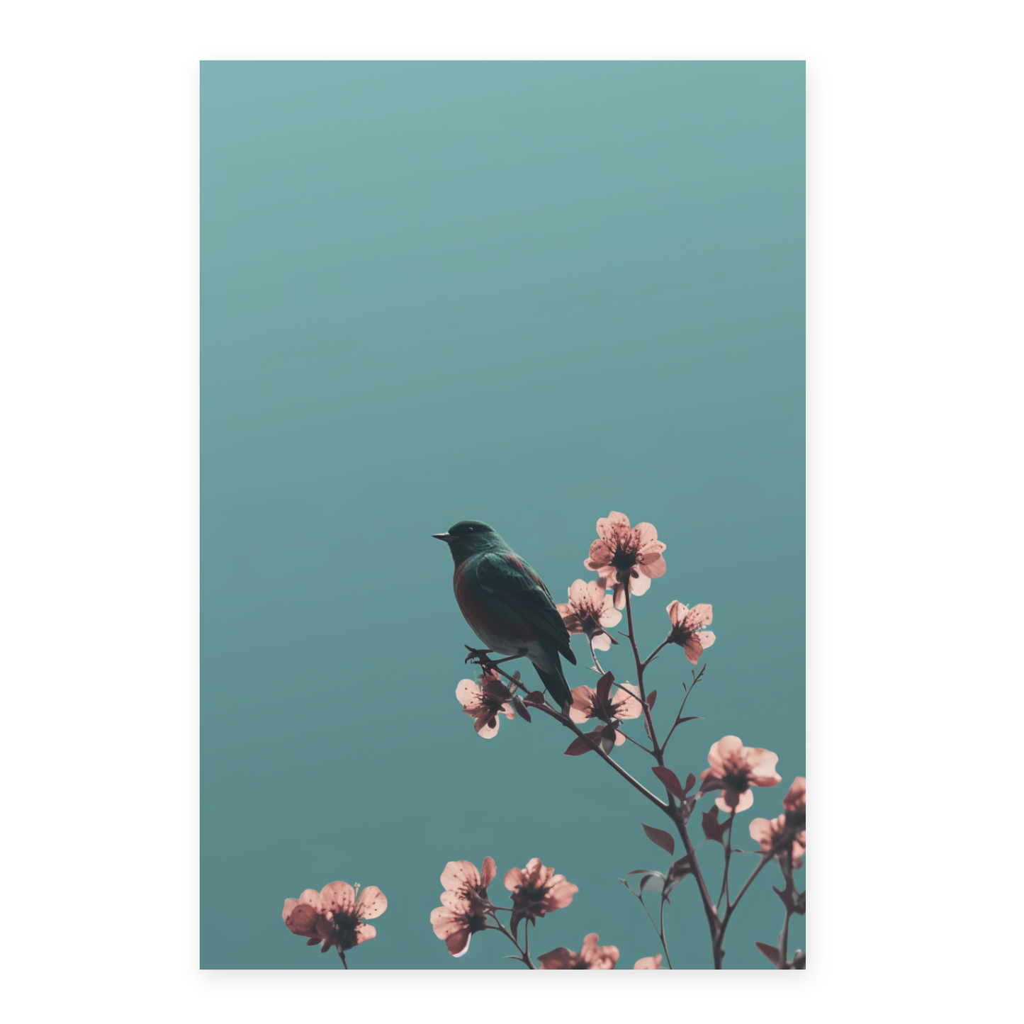 Poster Minimalista de Flores y Pájaros